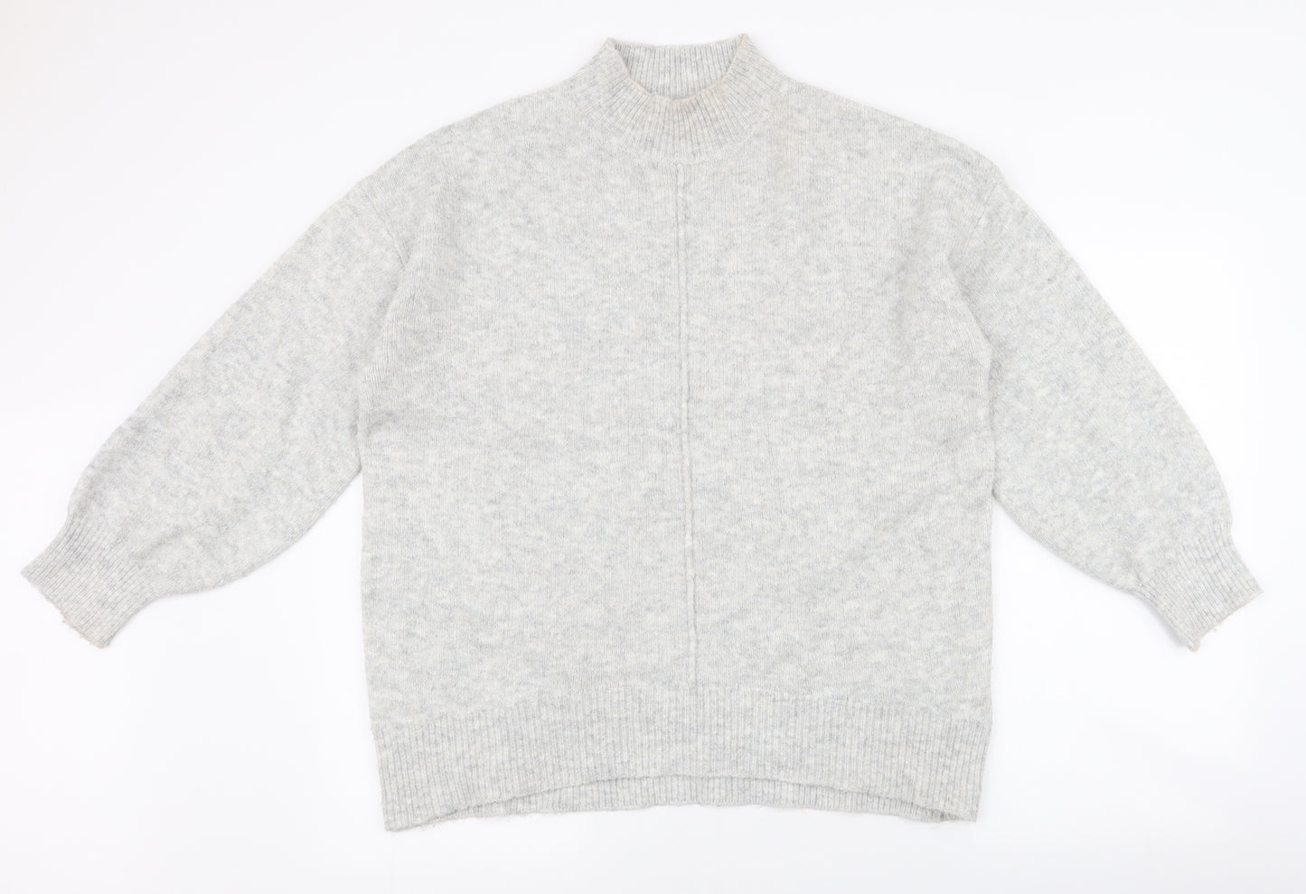 George Womens Grey High Neck  Acrylic Pullover Jumper Size M