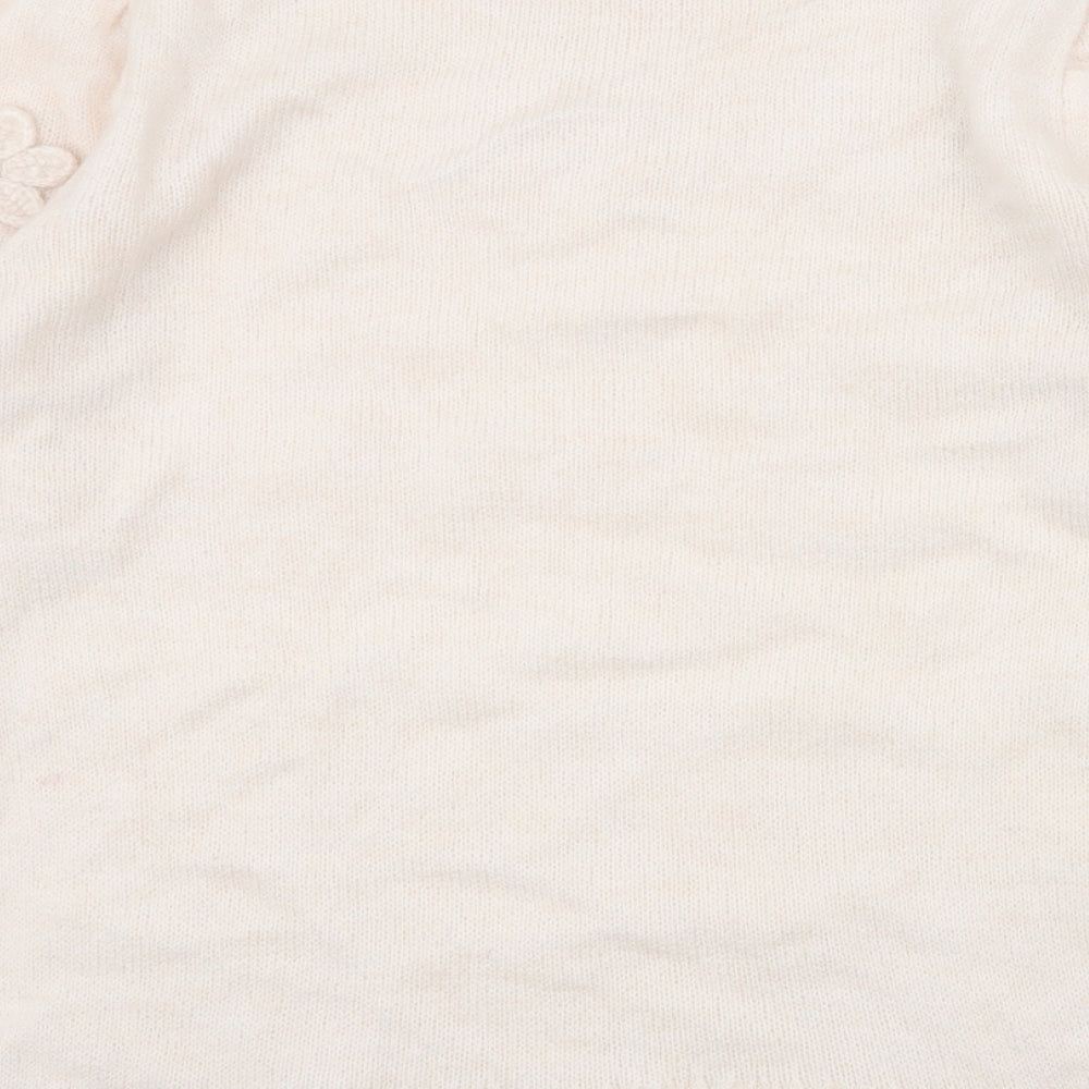 Monsoon Womens Ivory Round Neck Floral Acrylic Pullover Jumper Size L