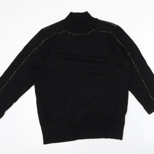 Cable & Gauge Womens Black Round Neck  Viscose Pullover Jumper Size M   - Mesh Shoulders