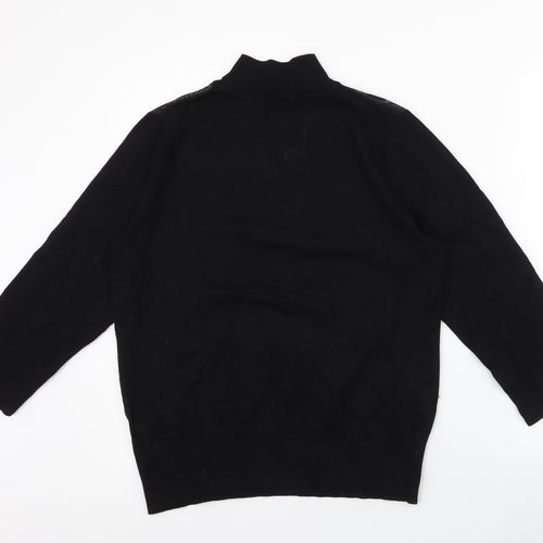 Cable & Gauge Womens Black Round Neck  Viscose Pullover Jumper Size M   - Mesh Shoulders