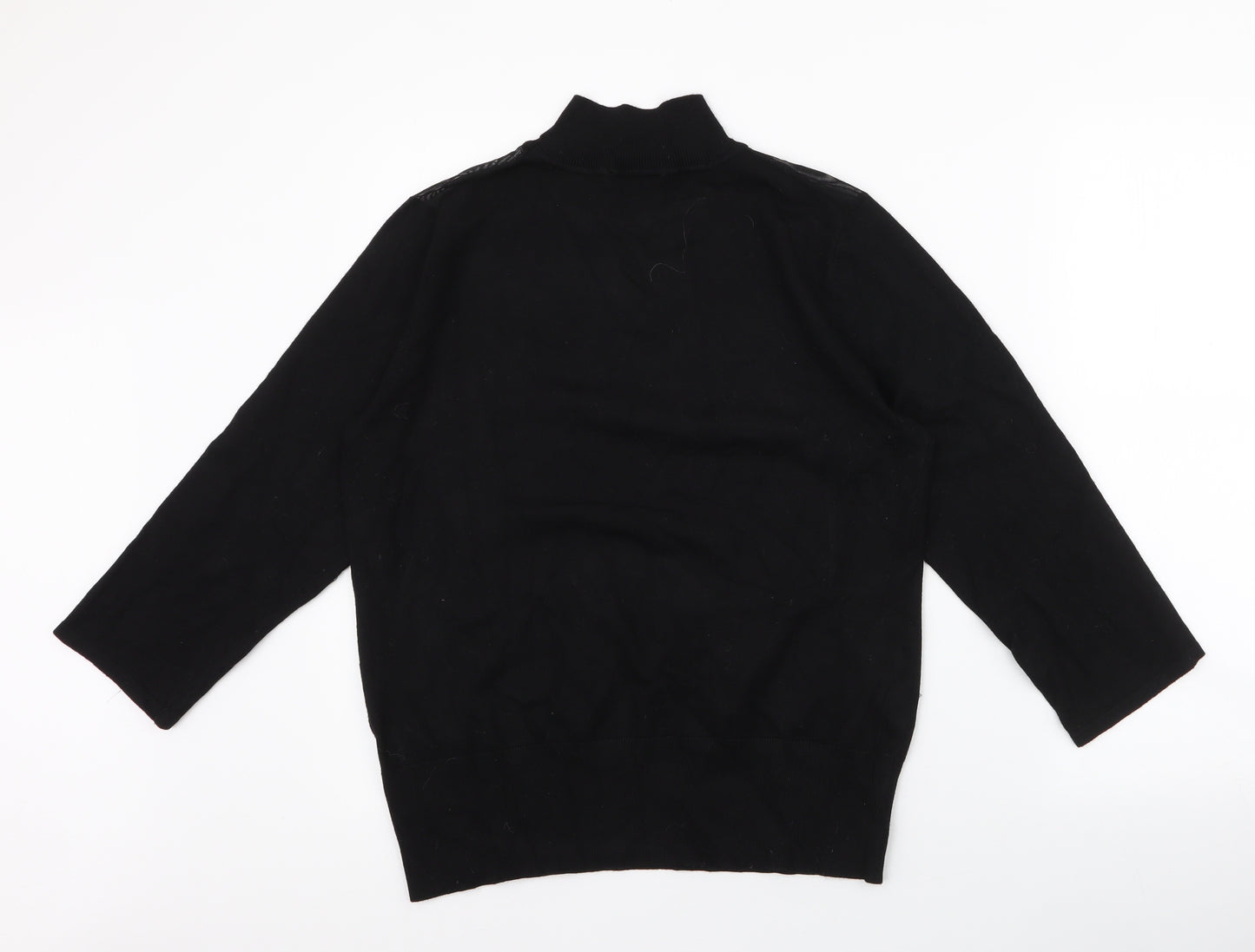 Cable & Gauge Womens Black Round Neck  Viscose Pullover Jumper Size M   - Mesh Shoulders