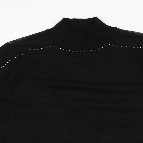 Cable & Gauge Womens Black Round Neck  Viscose Pullover Jumper Size M   - Mesh Shoulders