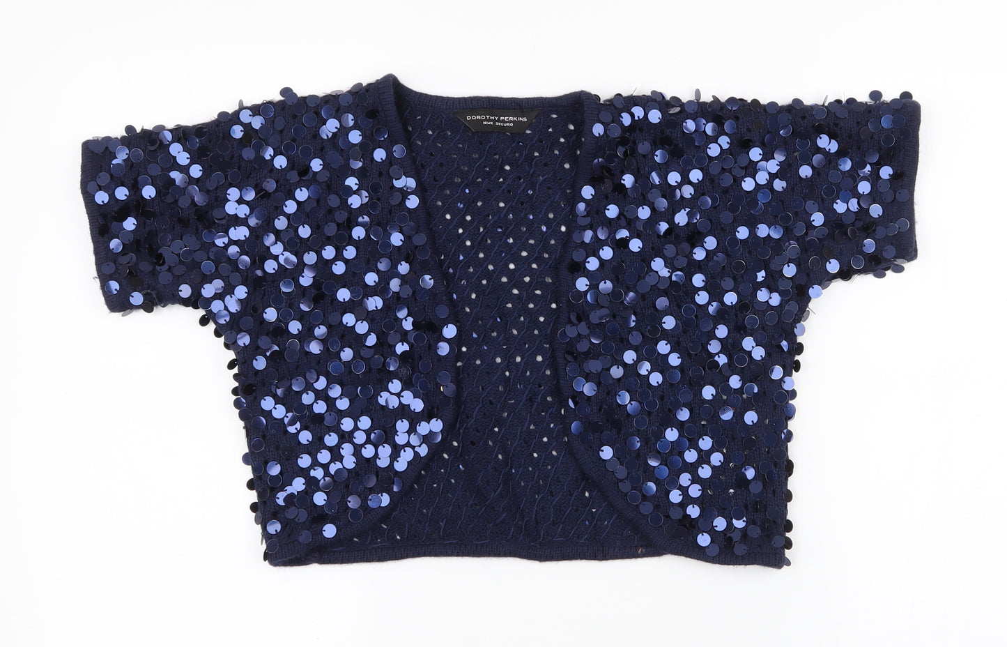 Dorothy Perkins Womens Blue Round Neck  Acrylic Cardigan Jumper Size 10   - cropped