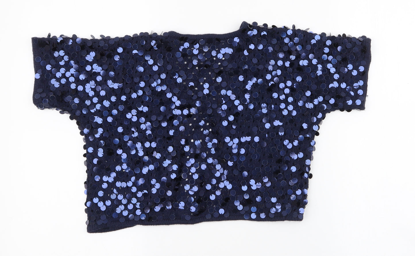Dorothy Perkins Womens Blue Round Neck  Acrylic Cardigan Jumper Size 10   - cropped