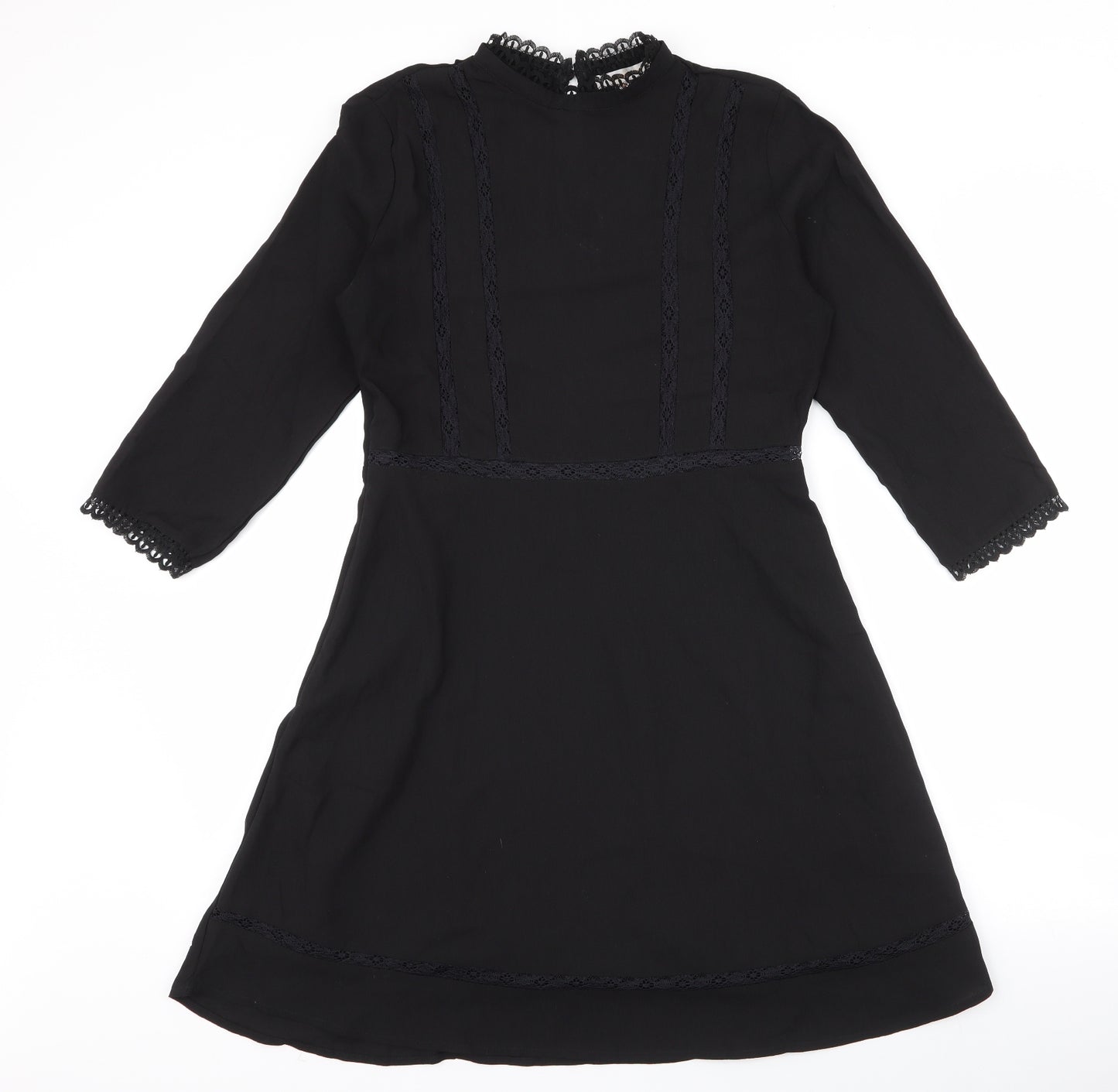 Grace & Mila Womens Black  Polyester Skater Dress  Size M  High Neck Zip