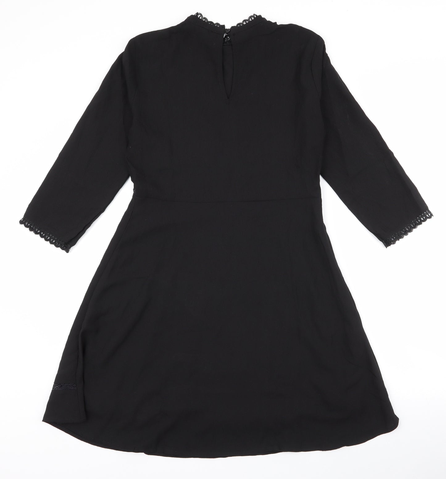 Grace & Mila Womens Black  Polyester Skater Dress  Size M  High Neck Zip