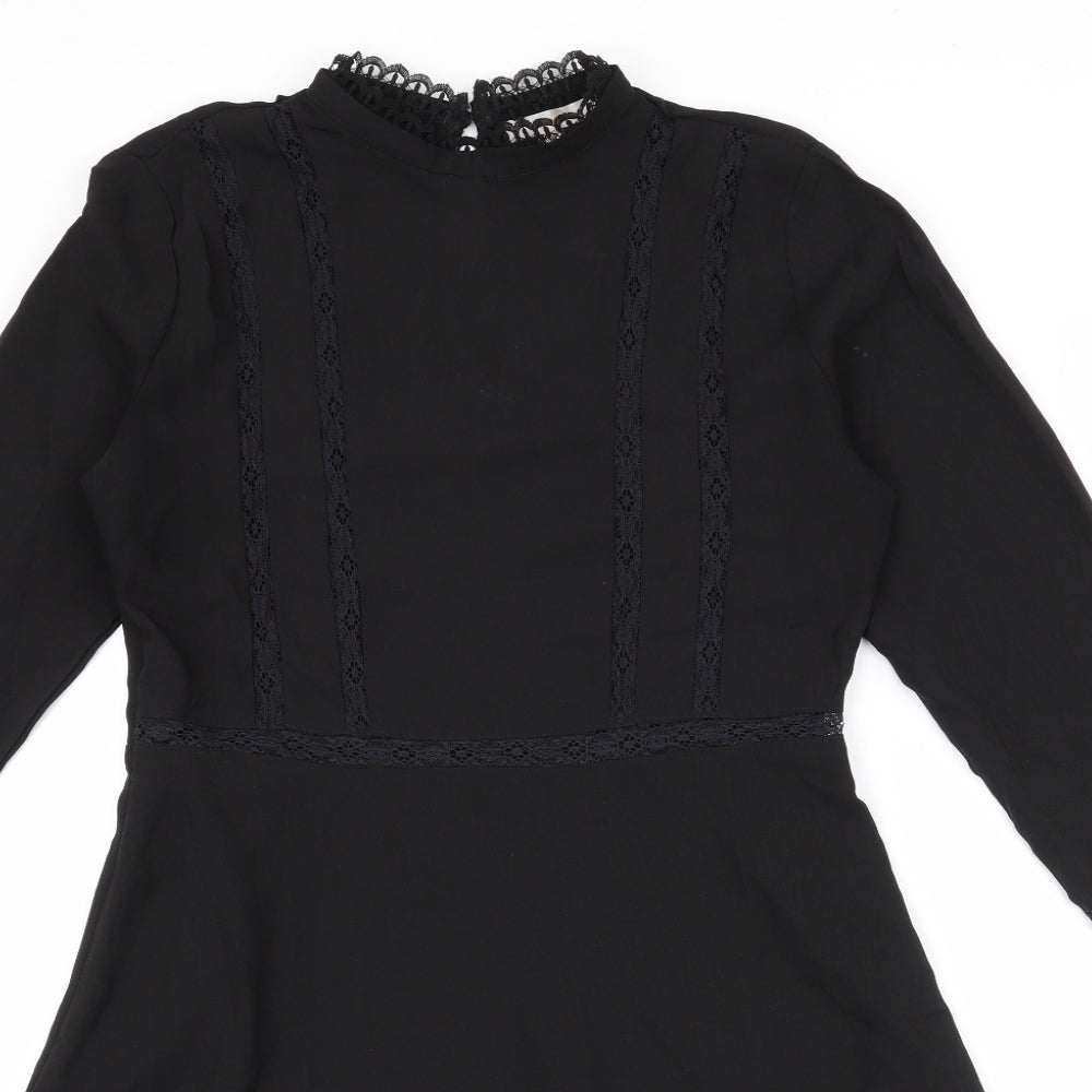 Grace & Mila Womens Black  Polyester Skater Dress  Size M  High Neck Zip