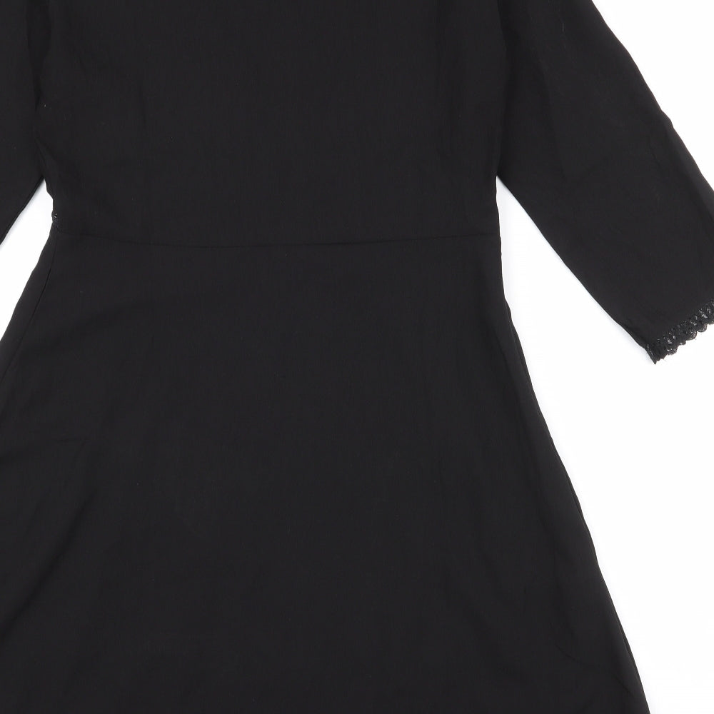 Grace & Mila Womens Black  Polyester Skater Dress  Size M  High Neck Zip
