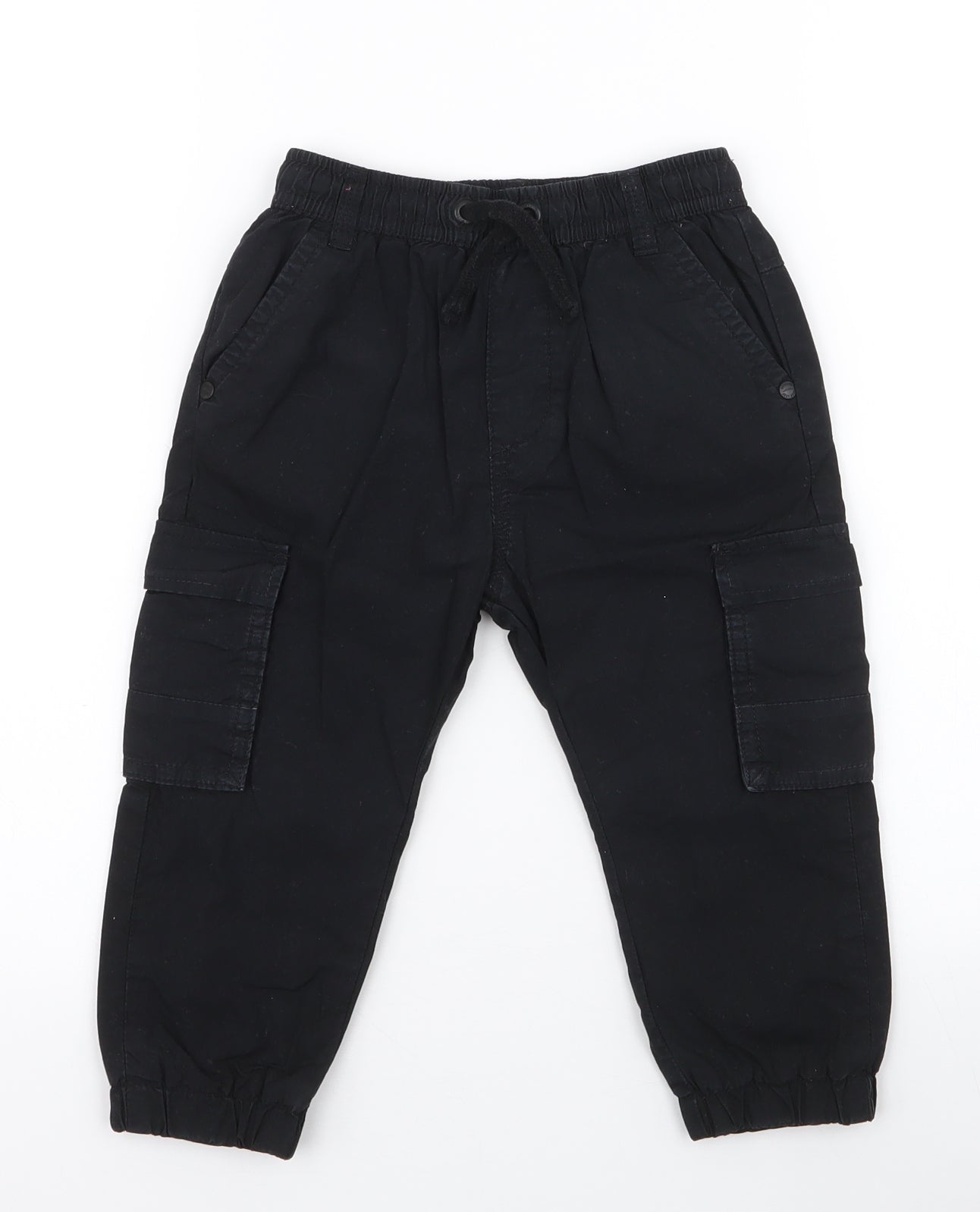 NEXT Boys Black  100% Cotton Cargo Jeans Size 18 Months  Drawstring