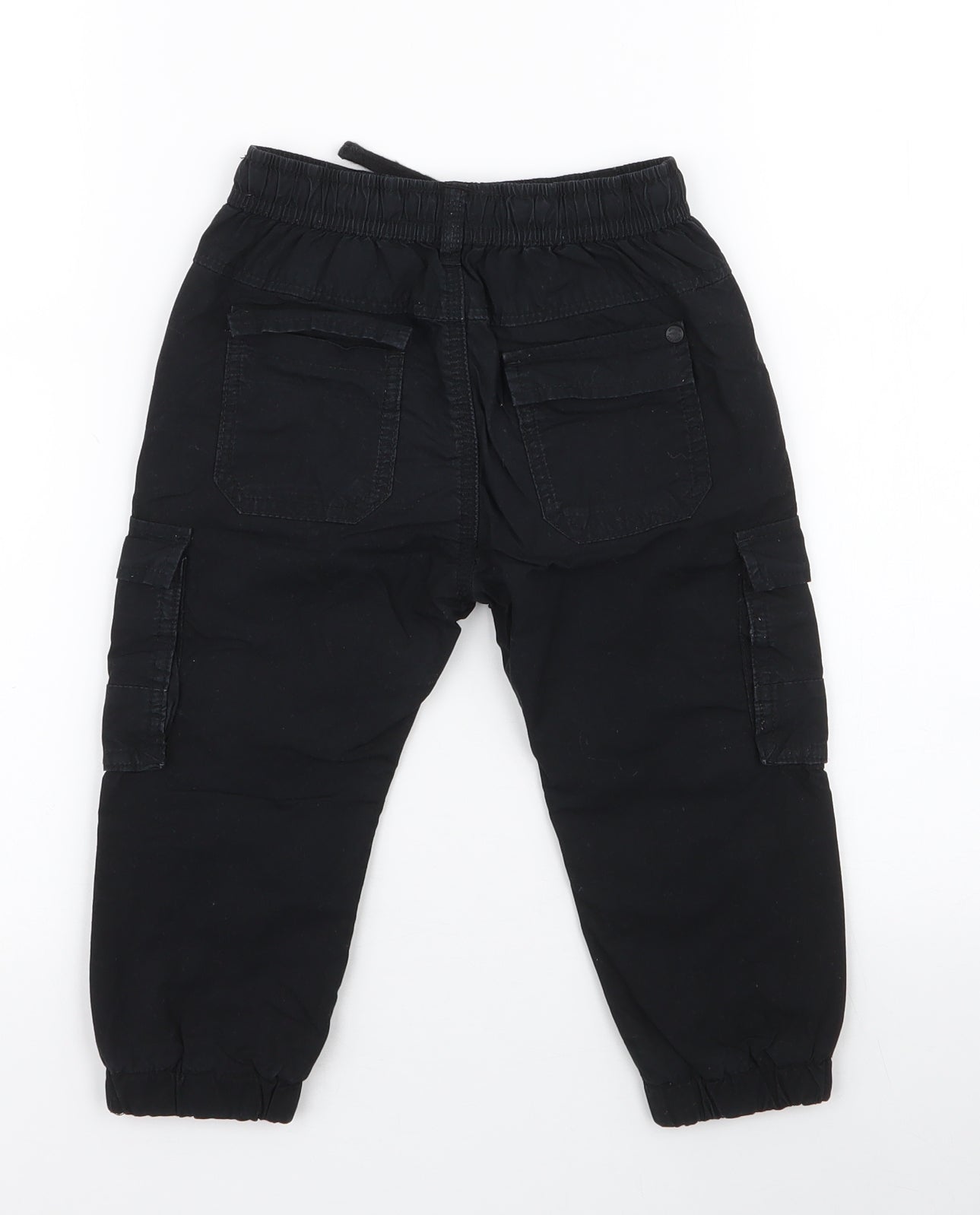 NEXT Boys Black  100% Cotton Cargo Jeans Size 18 Months  Drawstring