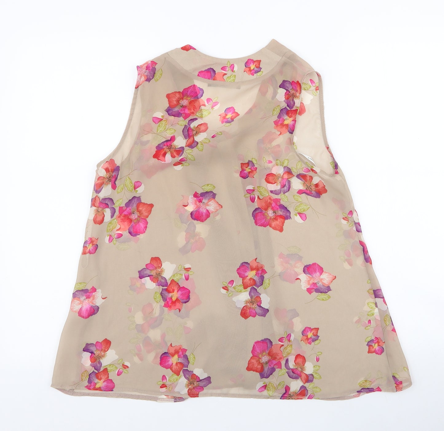 Atmosphere Womens Brown Floral Polyester Basic Blouse Size 10 Round Neck - tie