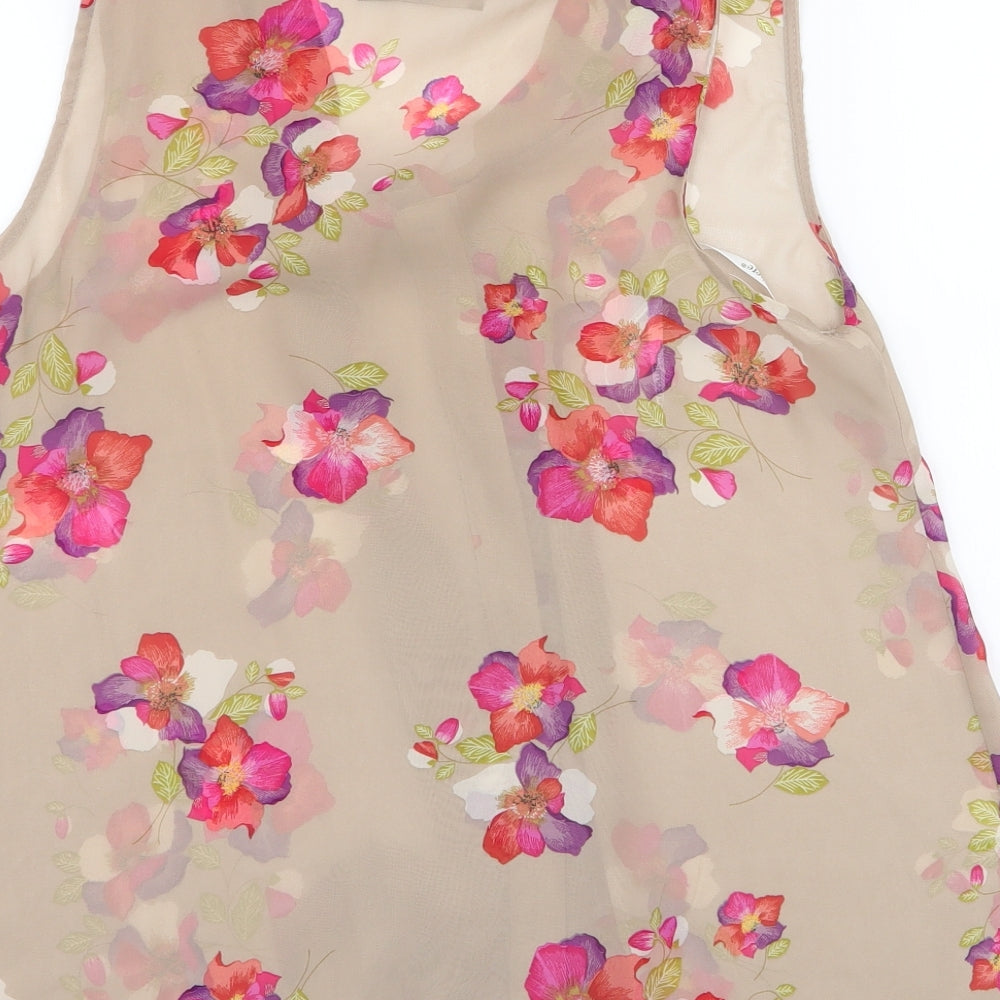 Atmosphere Womens Brown Floral Polyester Basic Blouse Size 10 Round Neck - tie