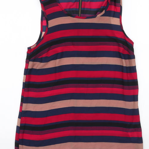 New Look Womens Multicoloured Striped Polyester Basic Blouse Size 8 Round Neck