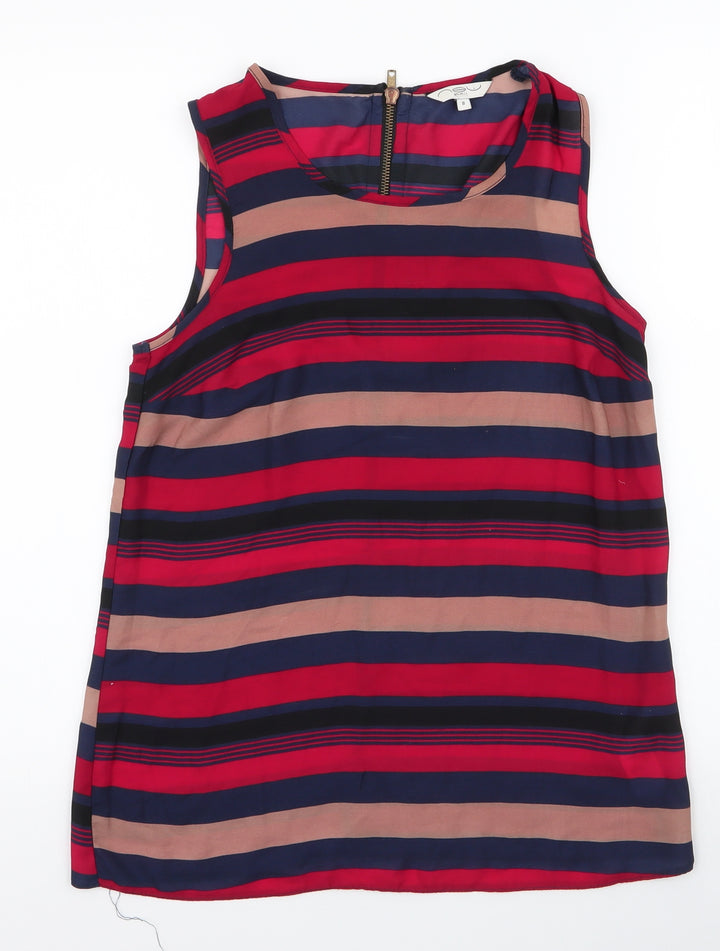 New Look Womens Multicoloured Striped Polyester Basic Blouse Size 8 Round Neck
