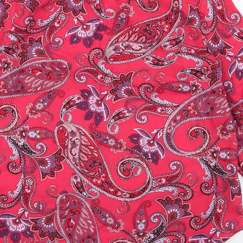 NEXT Womens Red Paisley 100% Cotton Basic Button-Up Size 6 V-Neck