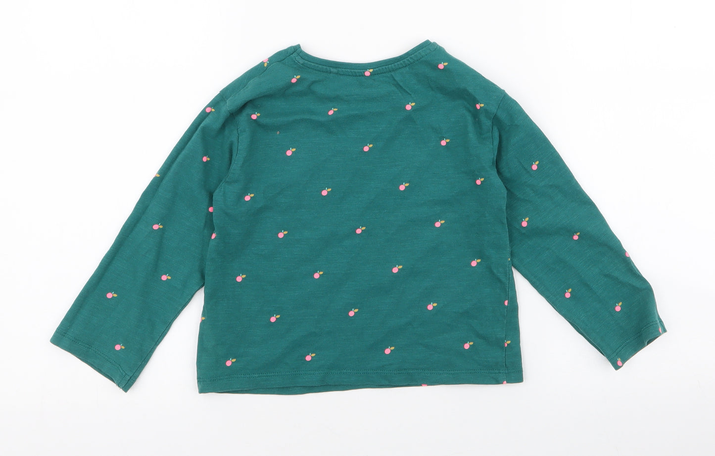 NEXT Girls Green Floral 100% Cotton Jersey T-Shirt Size 3-4 Years Round Neck Pullover