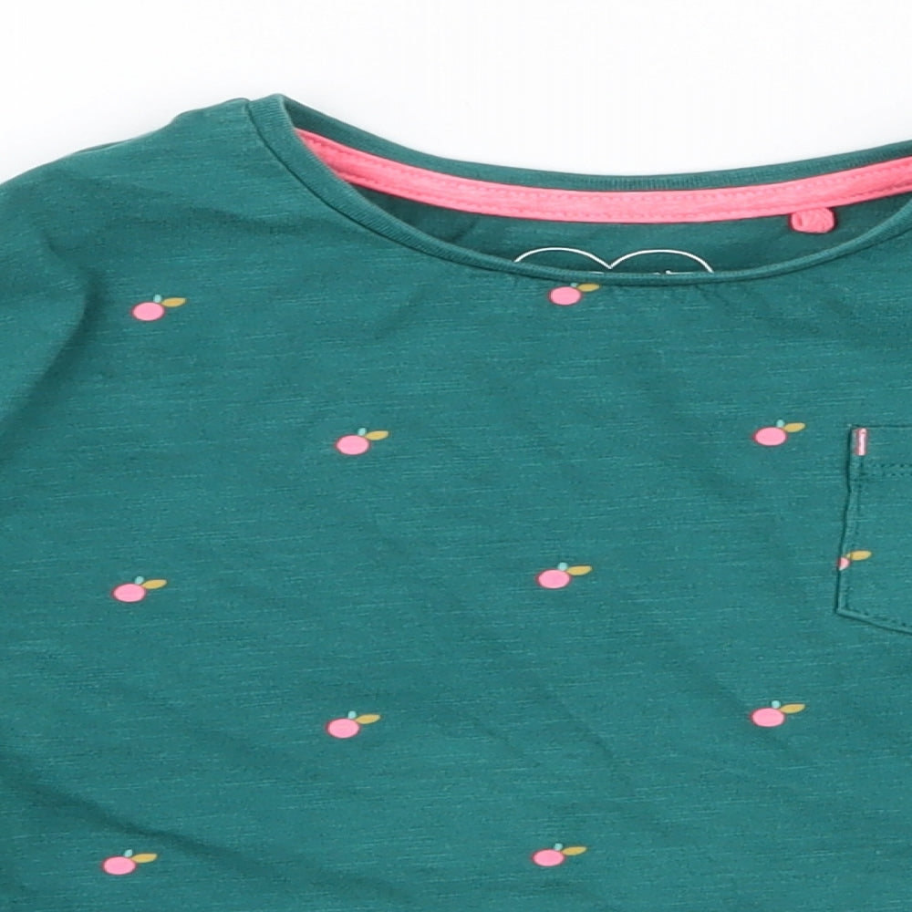 NEXT Girls Green Floral 100% Cotton Jersey T-Shirt Size 3-4 Years Round Neck Pullover