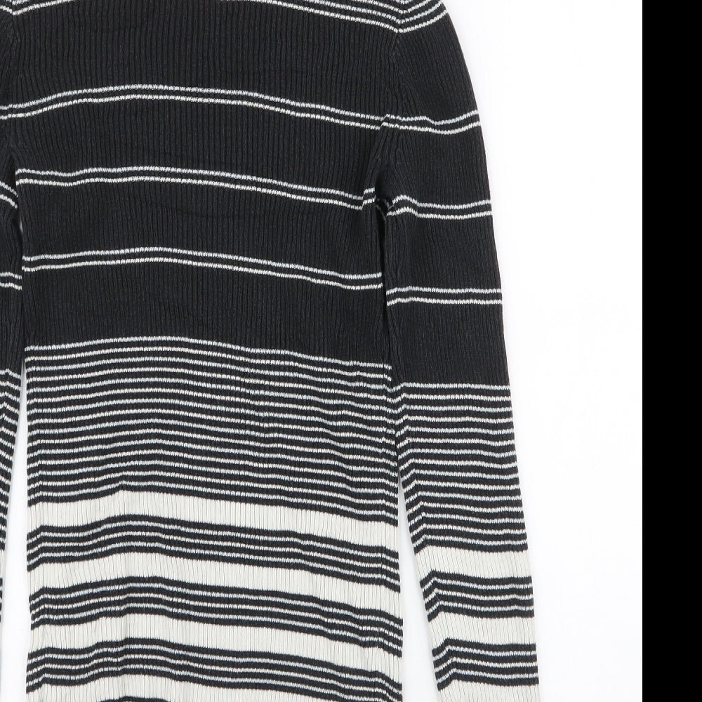 Gap Womens Black Roll Neck Striped 100% Cotton Pullover Jumper Size S