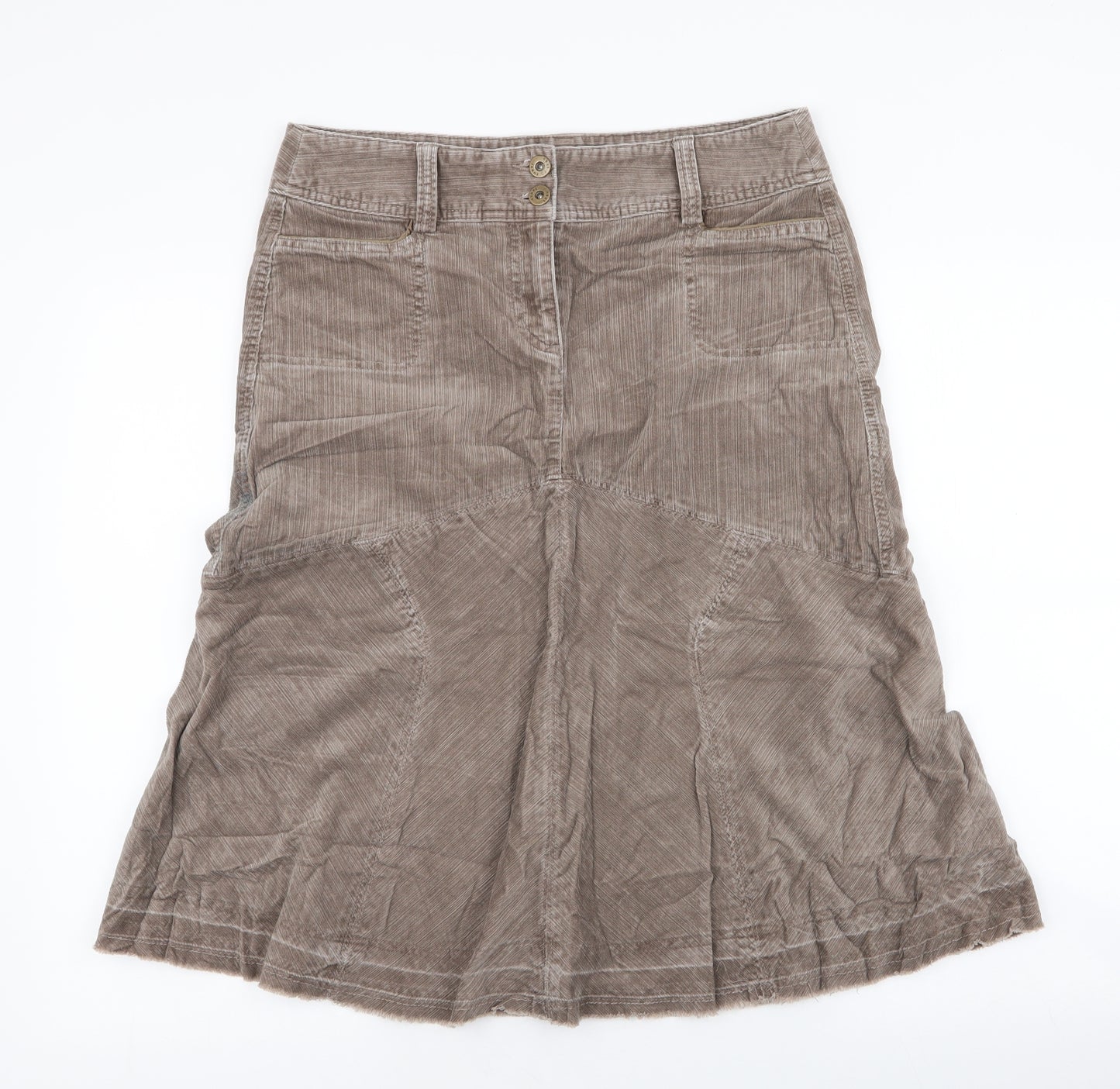 NEXT Womens Brown  Cotton A-Line Skirt Size 12   Zip