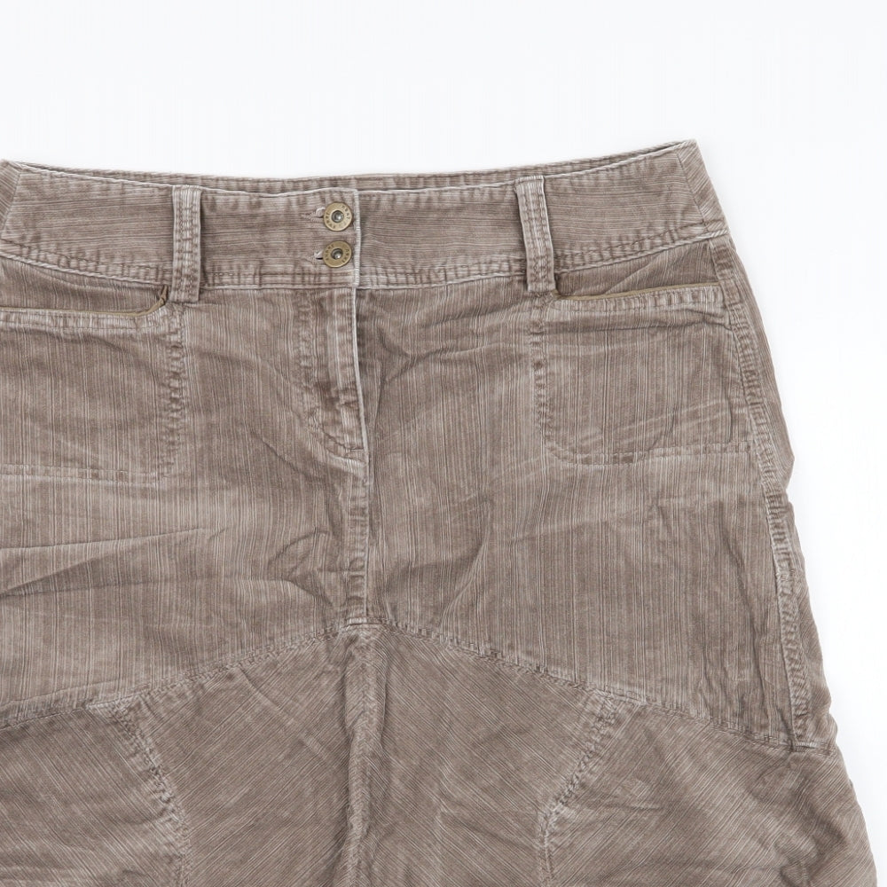 NEXT Womens Brown  Cotton A-Line Skirt Size 12   Zip