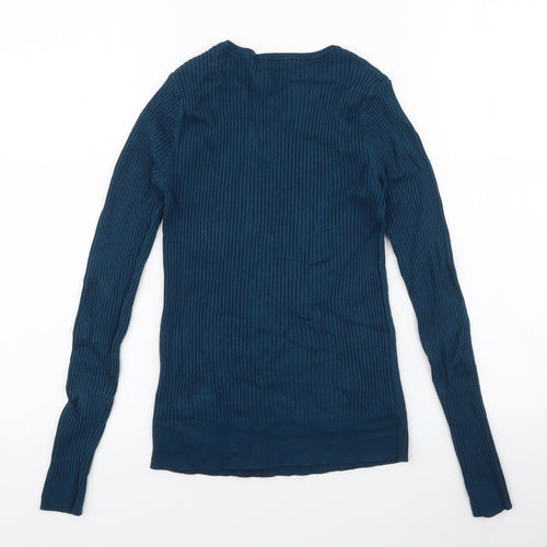 George Womens Blue Round Neck  Viscose Pullover Jumper Size 8