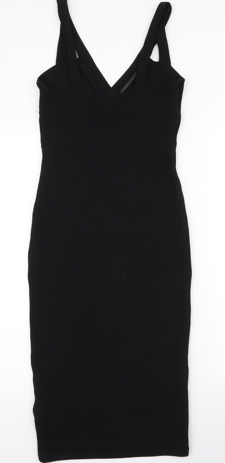 Miss Selfridge Womens Black  Polyester Pencil Dress  Size 8  V-Neck Pullover