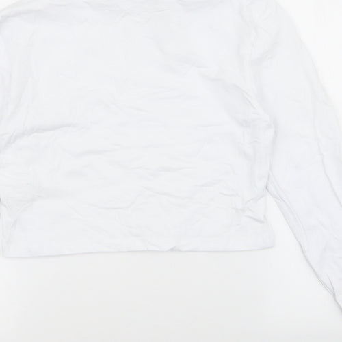 Boohoo Womens White  Cotton Cropped T-Shirt Size 16 High Neck