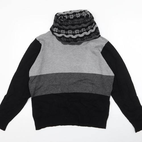 klass collection Womens Multicoloured Roll Neck Fair Isle Viscose Pullover Jumper Size M
