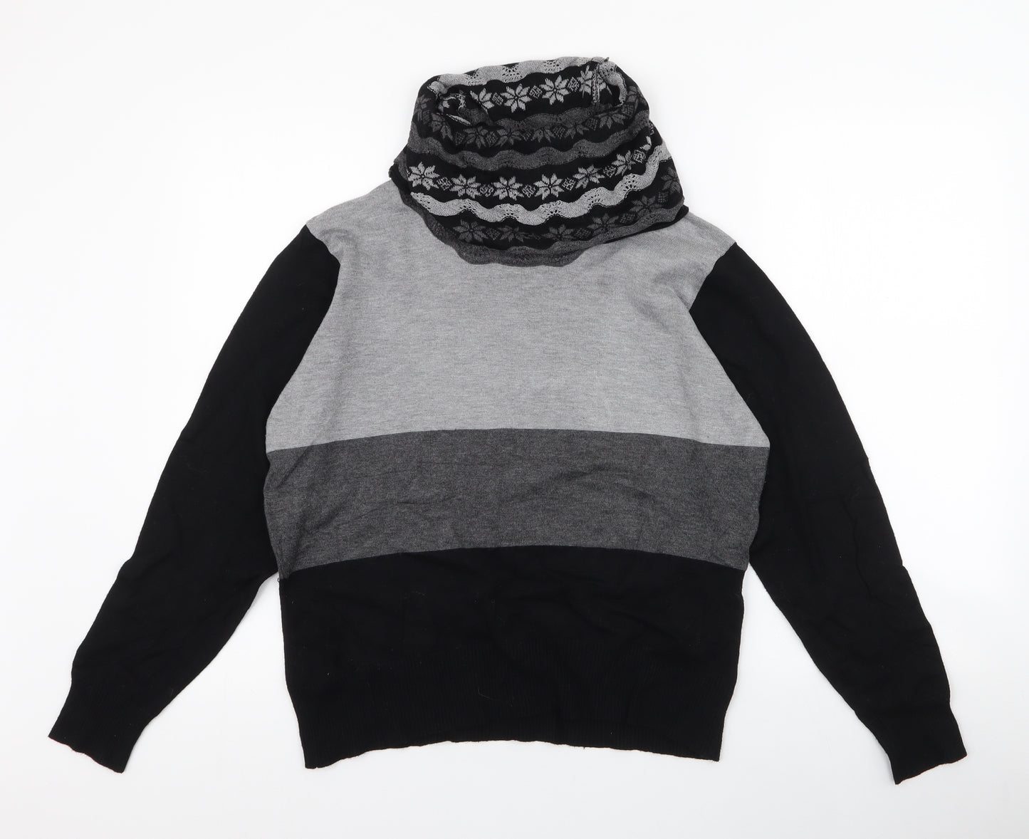 klass collection Womens Multicoloured Roll Neck Fair Isle Viscose Pullover Jumper Size M