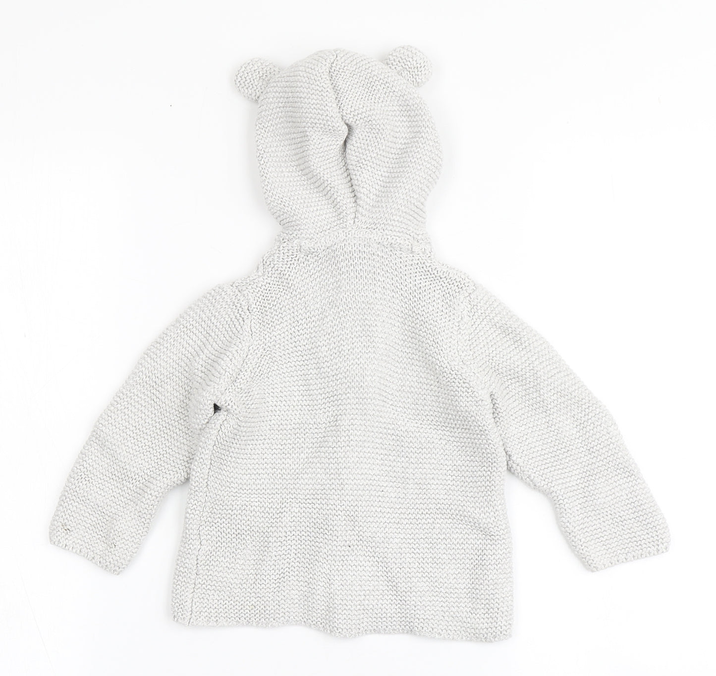 F&F Baby Grey  100% Cotton Cardigan Jumper Size 9-12 Months  Hook & Loop