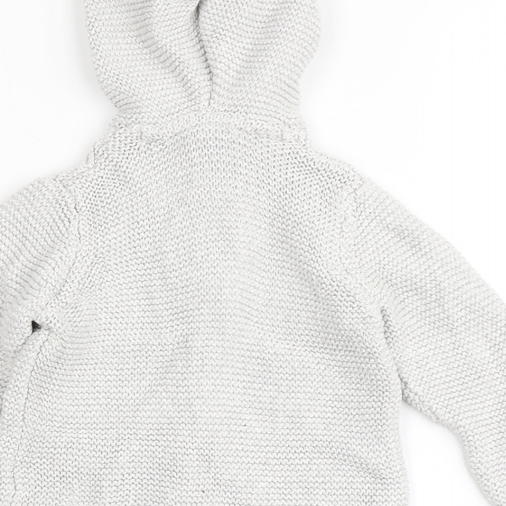 F&F Baby Grey  100% Cotton Cardigan Jumper Size 9-12 Months  Hook & Loop