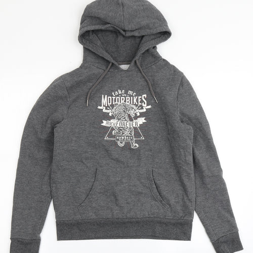 Primark Womens Grey  Polyester Pullover Hoodie Size 8   - Motorbikes
