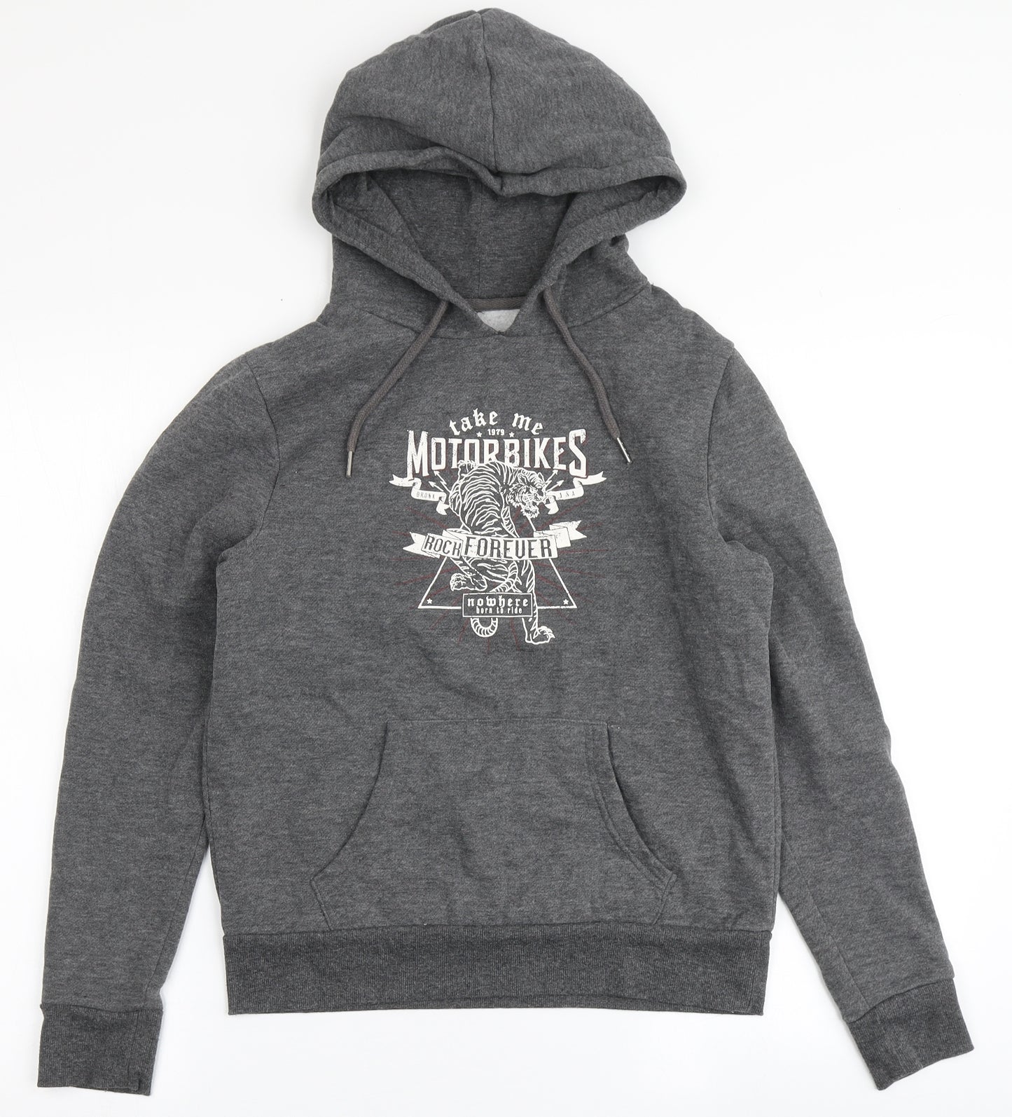 Primark Womens Grey  Polyester Pullover Hoodie Size 8   - Motorbikes