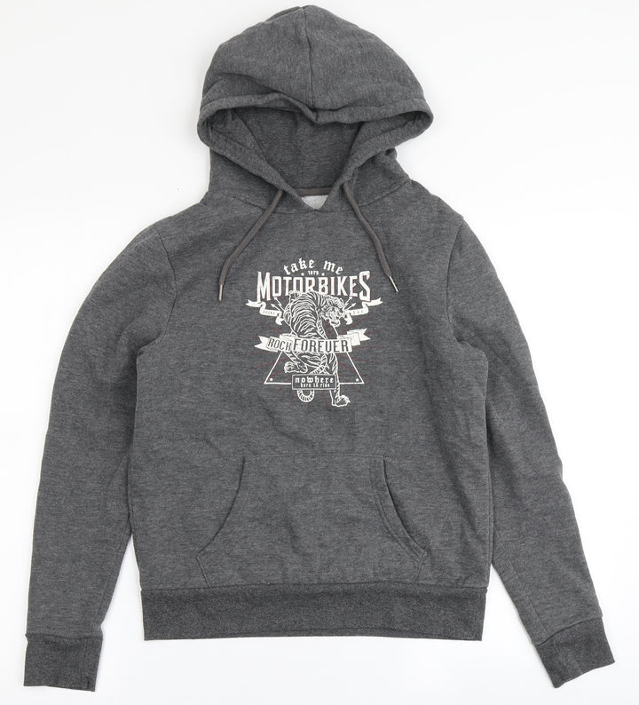Primark Womens Grey  Polyester Pullover Hoodie Size 8   - Motorbikes