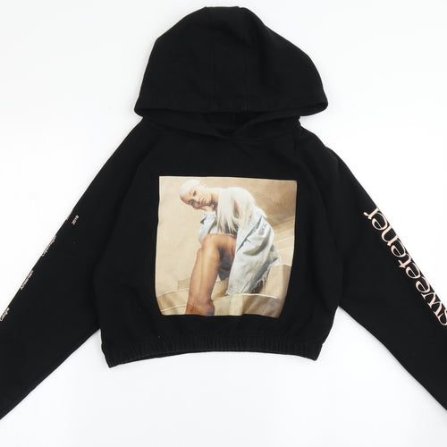 Ariana Grande Girls Black  Cotton Pullover Hoodie Size 10-11 Years   - Sweetener Tour, Cropped