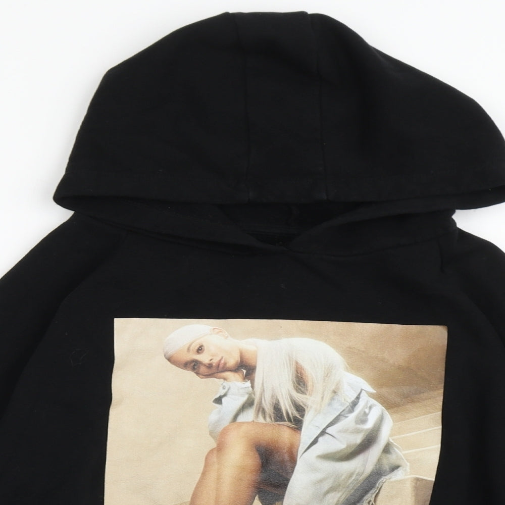 Ariana Grande Girls Black  Cotton Pullover Hoodie Size 10-11 Years   - Sweetener Tour, Cropped