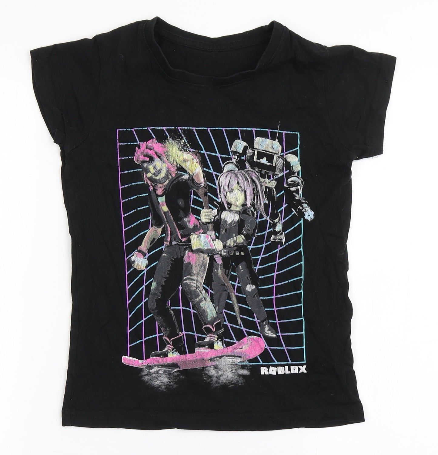 Roblox Boys Black  100% Cotton Basic T-Shirt Size 8-9 Years Round Neck