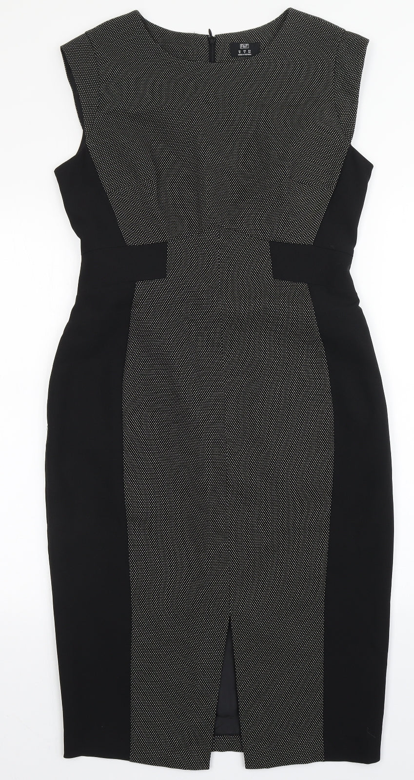 F&F Womens Black  Polyester A-Line  Size 10  Round Neck Zip - Formal