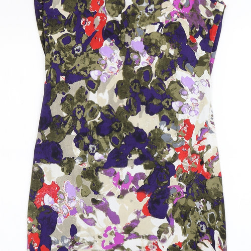 Simon Jeffrey Womens Multicoloured  Polyester Sheath  Size 10  V-Neck