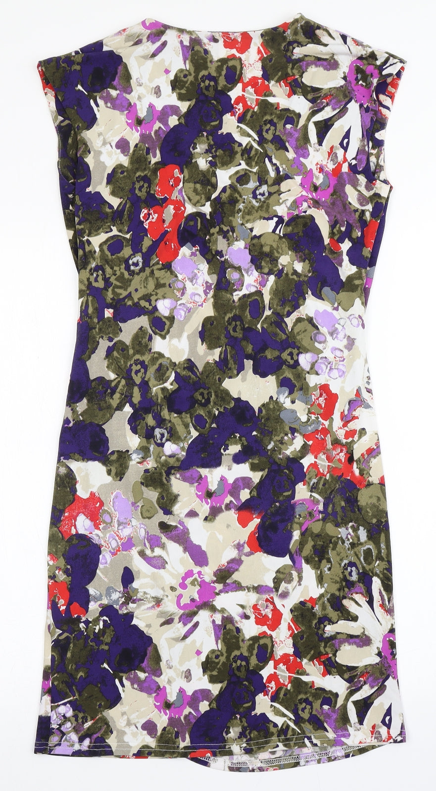 Simon Jeffrey Womens Multicoloured  Polyester Sheath  Size 10  V-Neck