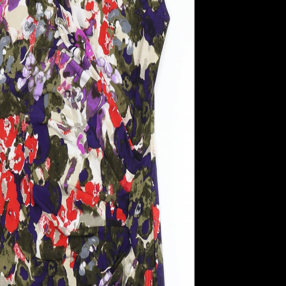 Simon Jeffrey Womens Multicoloured  Polyester Sheath  Size 10  V-Neck