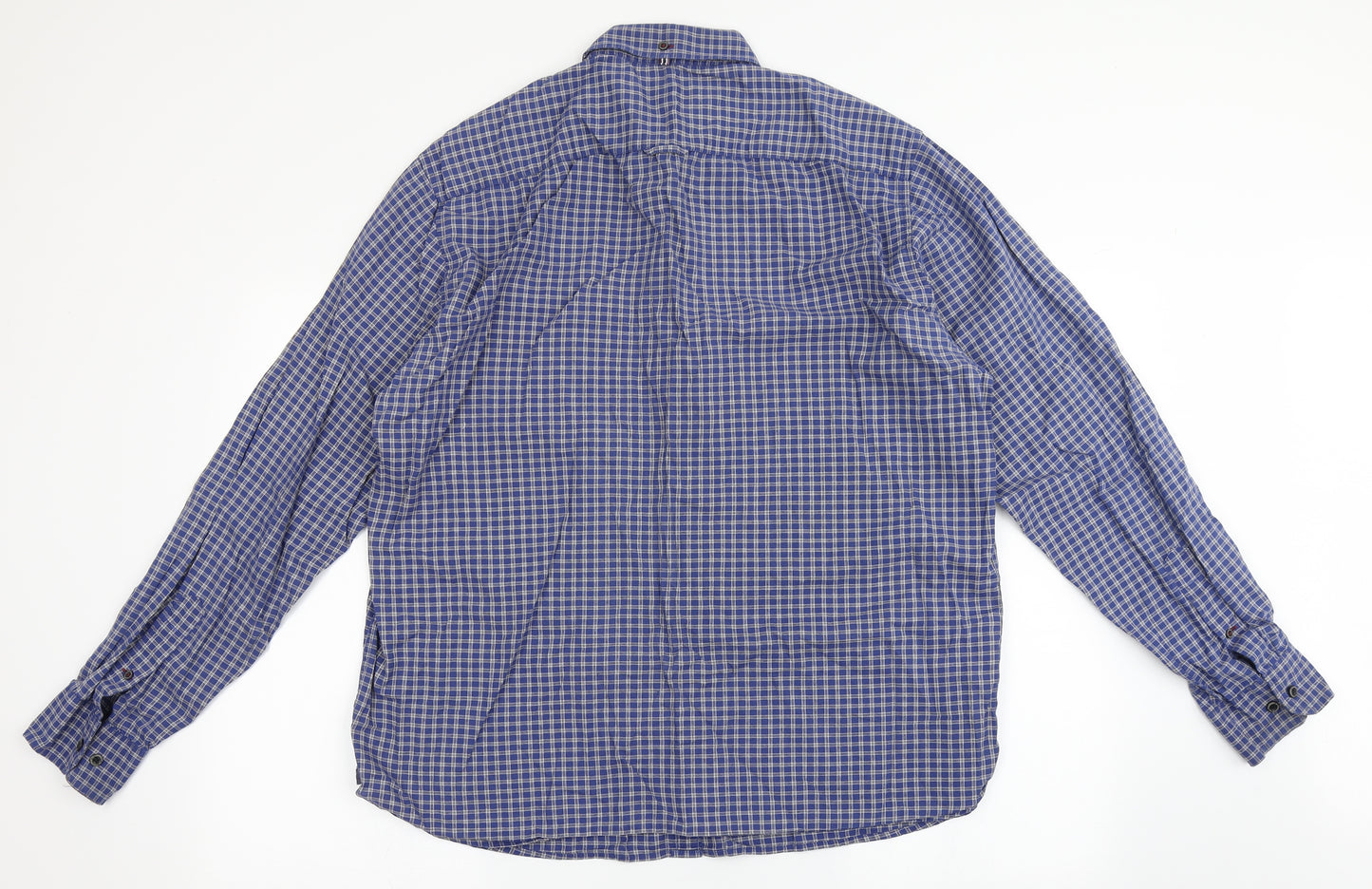 Marks and Spencer Mens Blue Check Cotton  Button-Up Size XL  Button - Tailored Fit