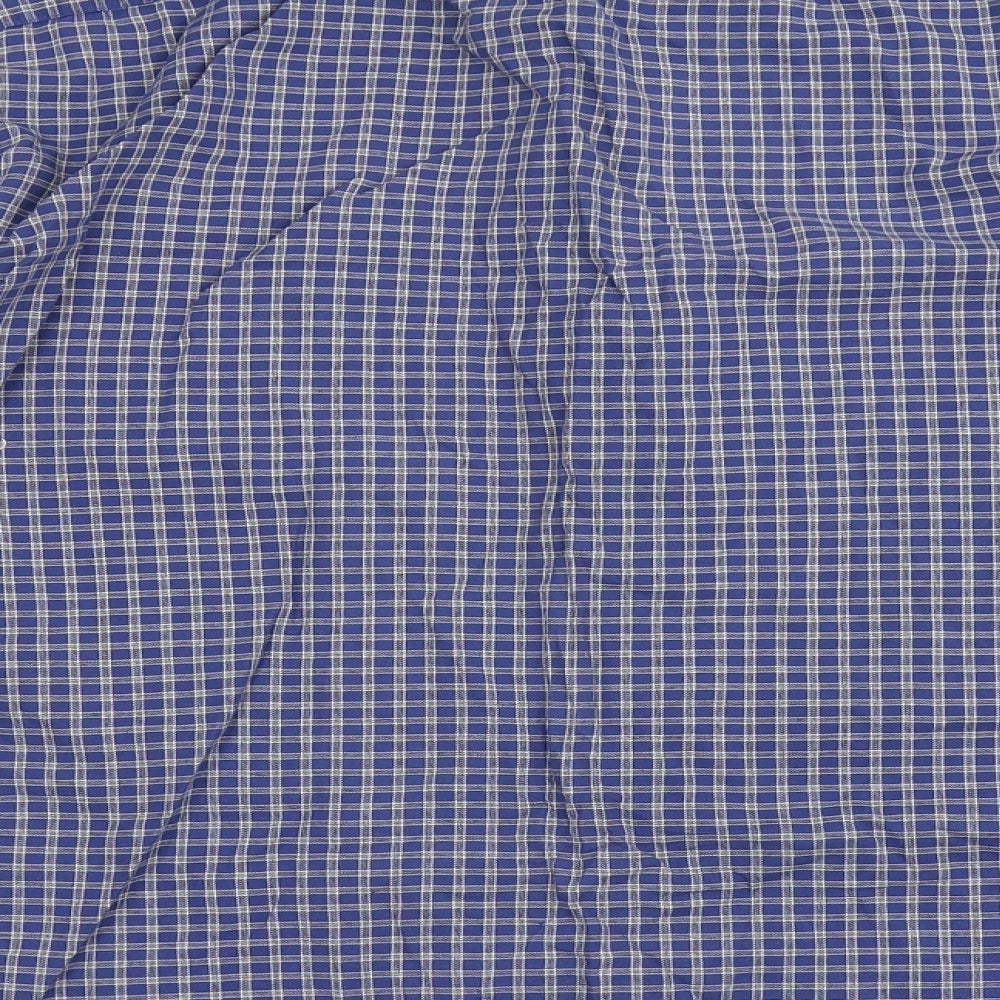 Marks and Spencer Mens Blue Check Cotton  Button-Up Size XL  Button - Tailored Fit