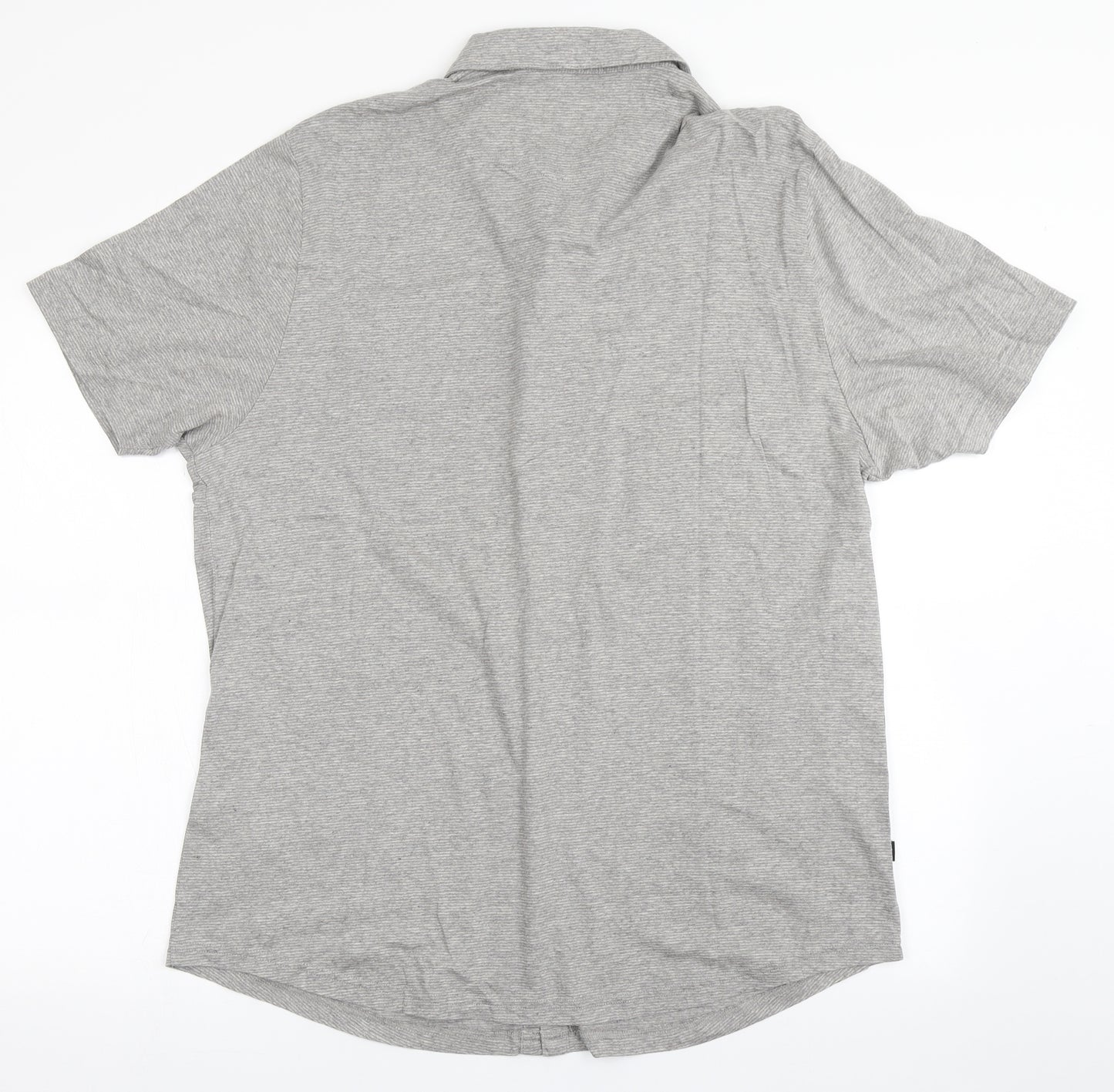 Autograph Mens Grey  Cotton  Button-Up Size XL Round Neck Button - Chest Pocket