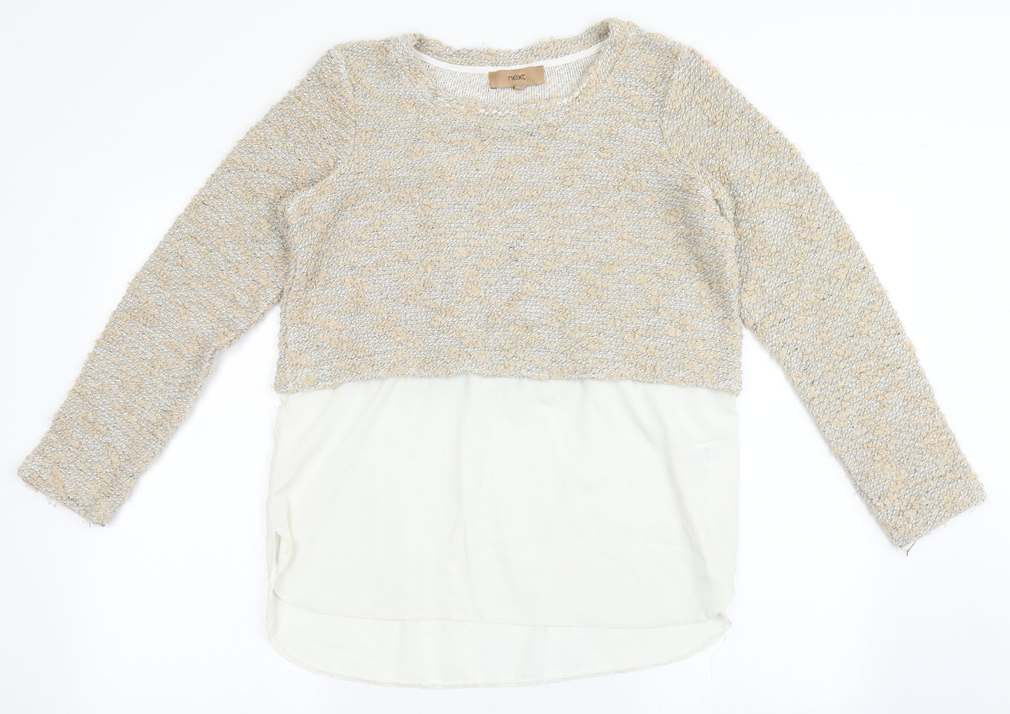 NEXT Womens Beige Round Neck  Acrylic Pullover Jumper Size 10