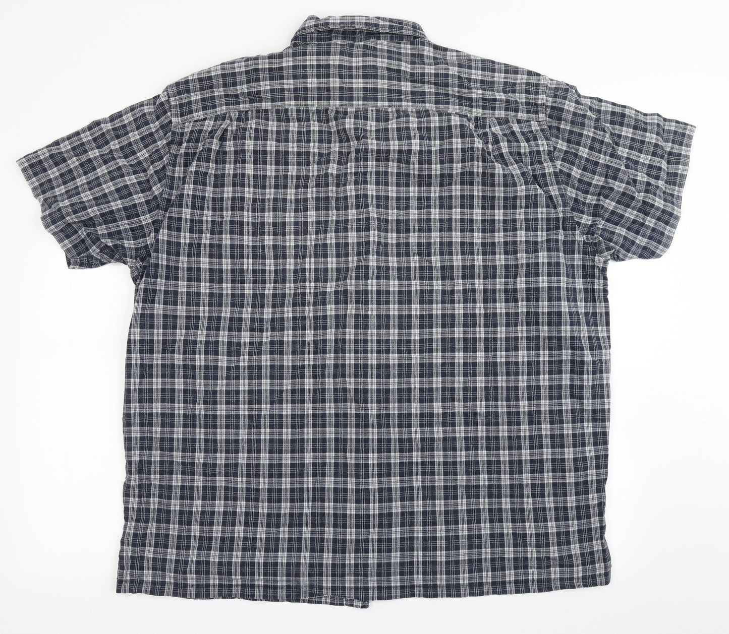Gap Mens Blue Check Polyester  Button-Up Size L Round Neck Button - Chest Pocket