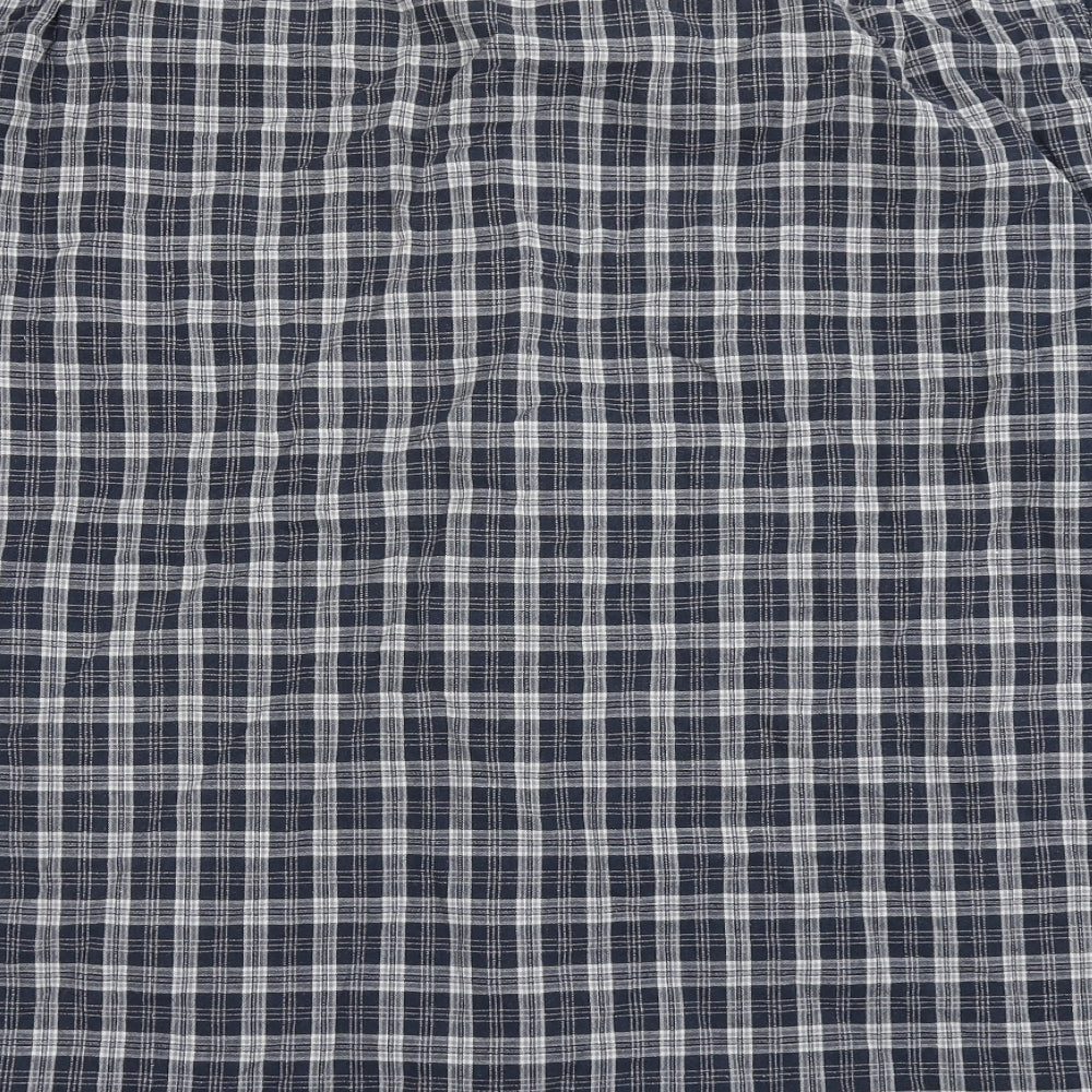 Gap Mens Blue Check Polyester  Button-Up Size L Round Neck Button - Chest Pocket