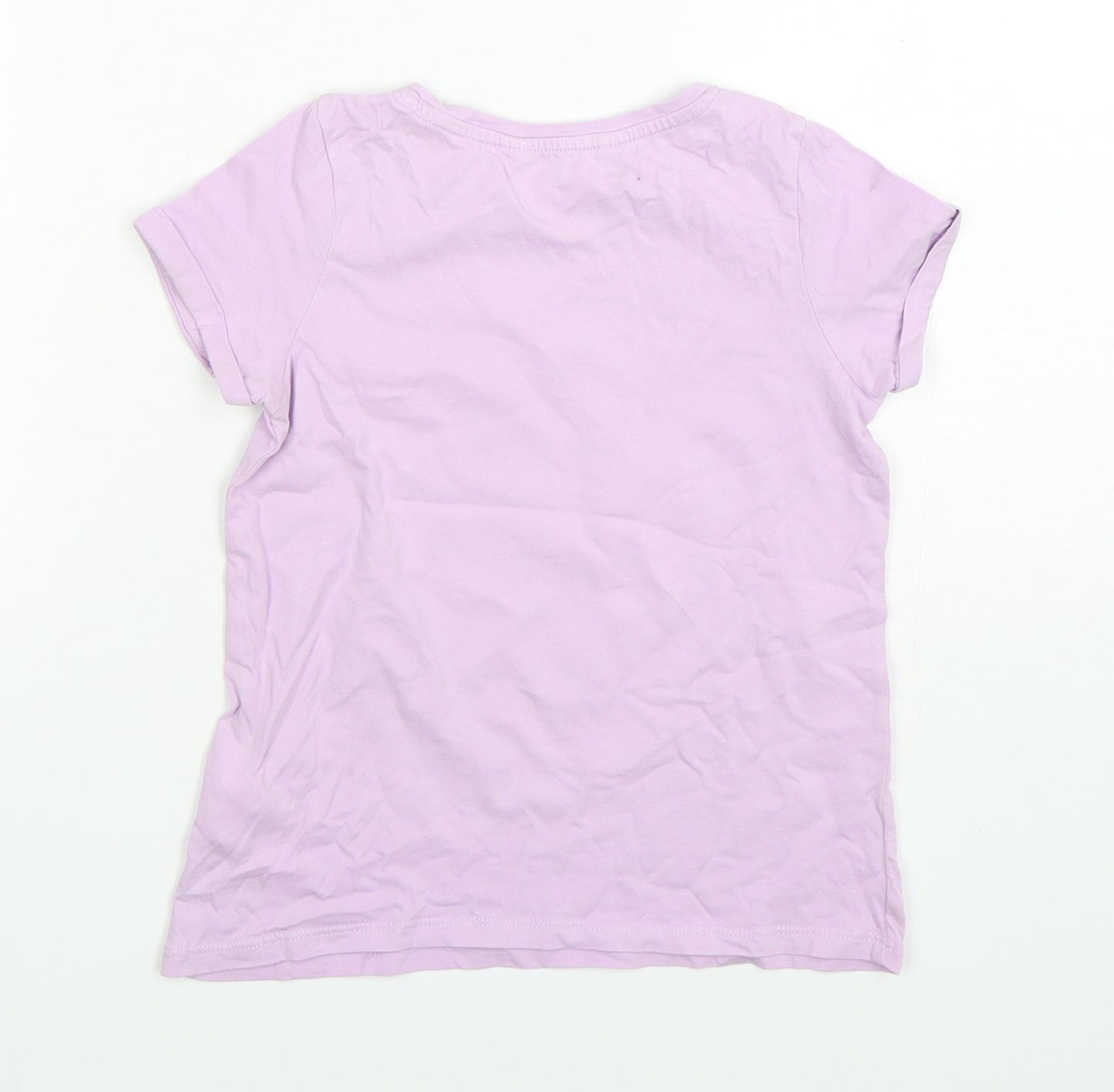 H&M Girls Pink  Cotton Basic T-Shirt Size 7-8 Years Round Neck Pullover - Unicorn