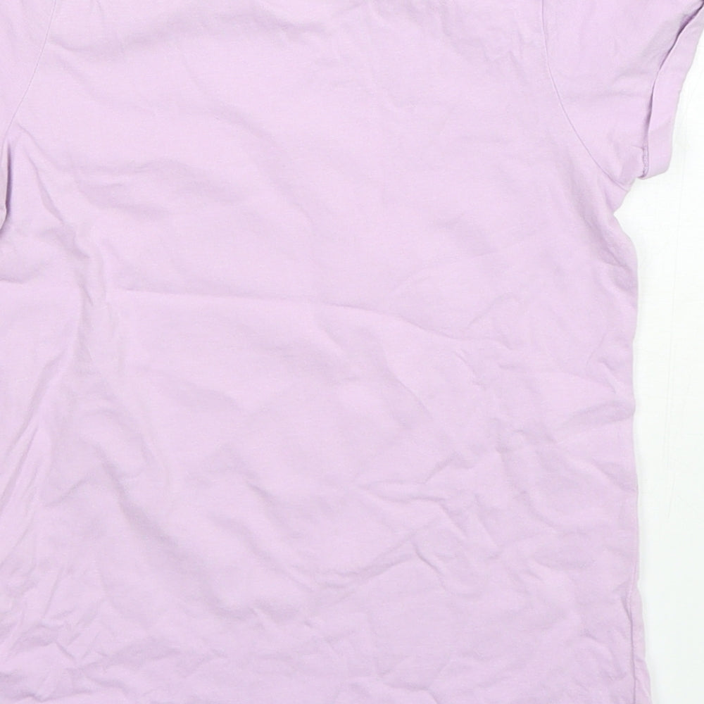 H&M Girls Pink  Cotton Basic T-Shirt Size 7-8 Years Round Neck Pullover - Unicorn