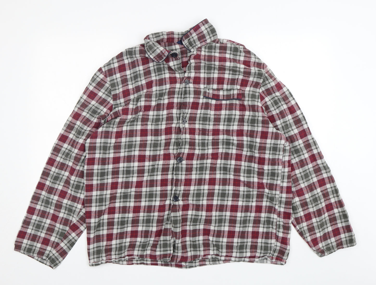 Marks and Spencer Mens Multicoloured Plaid Cotton  Pyjama Top Size XL  Button